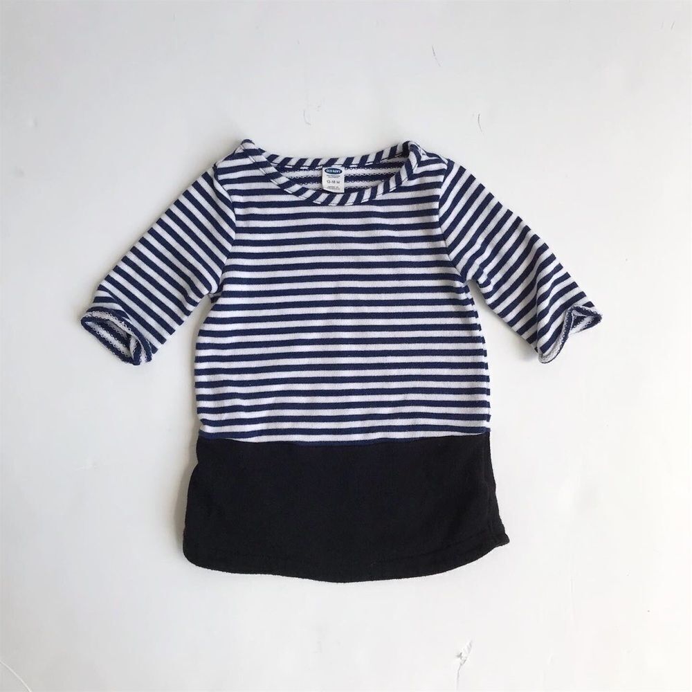 Old Navy navy striped sweater dress EUC 12-18m